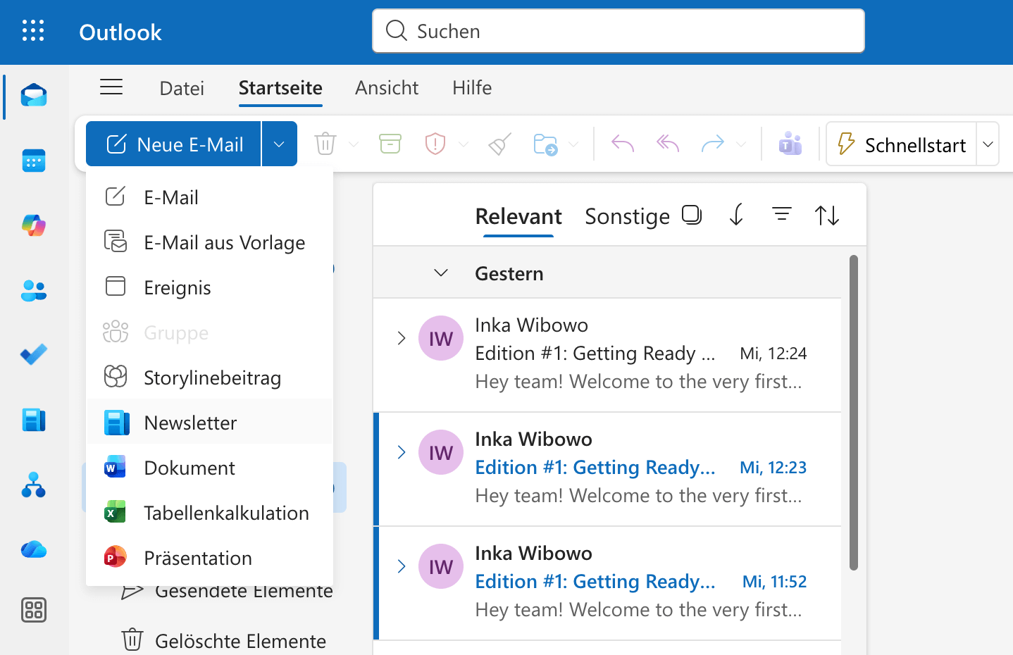 newsletter funktion in outlook