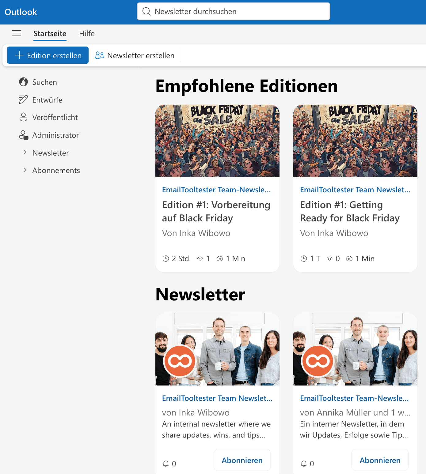 vergangene newsletter editionen in outlook ansehen