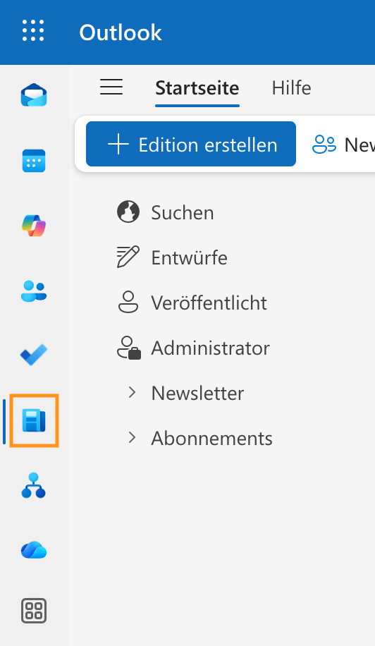in outlooks newsletter funktion eine neue edition erstellen