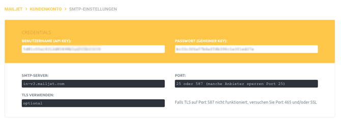 mailjet einstellungen