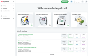 rapidmail startbildschirm