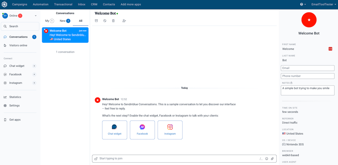 sendinblue conversations app