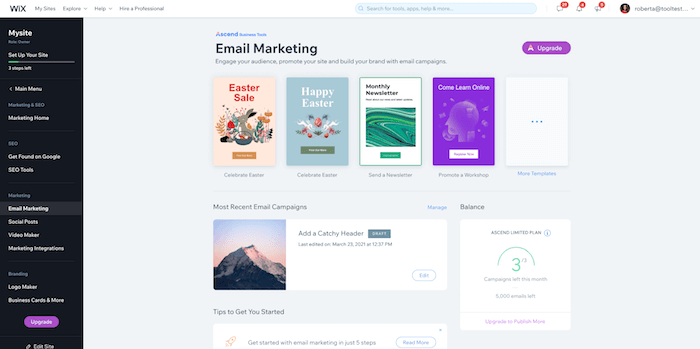 ascend by wix email marketing