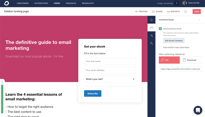 Kit landing pages