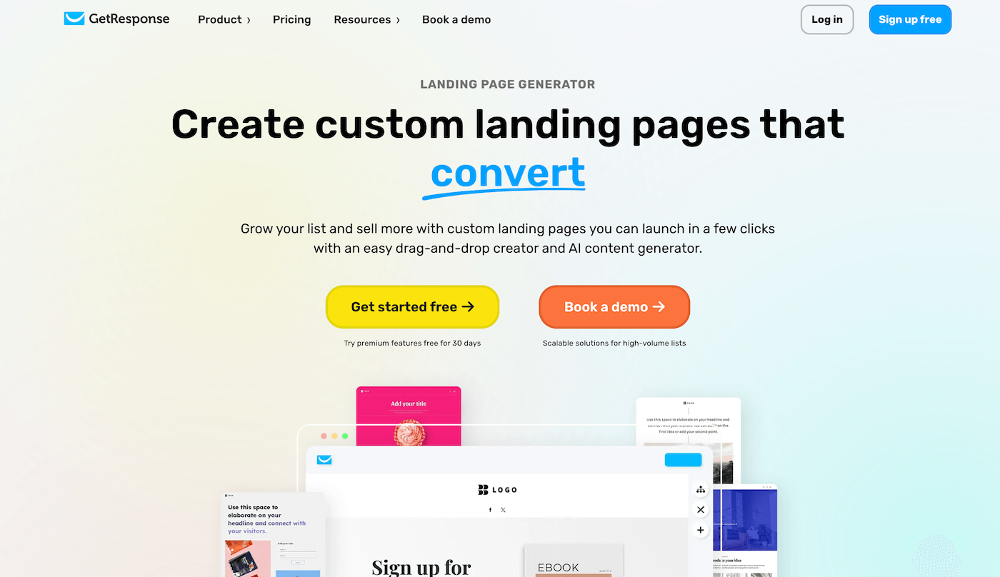 getresponse landing page builder