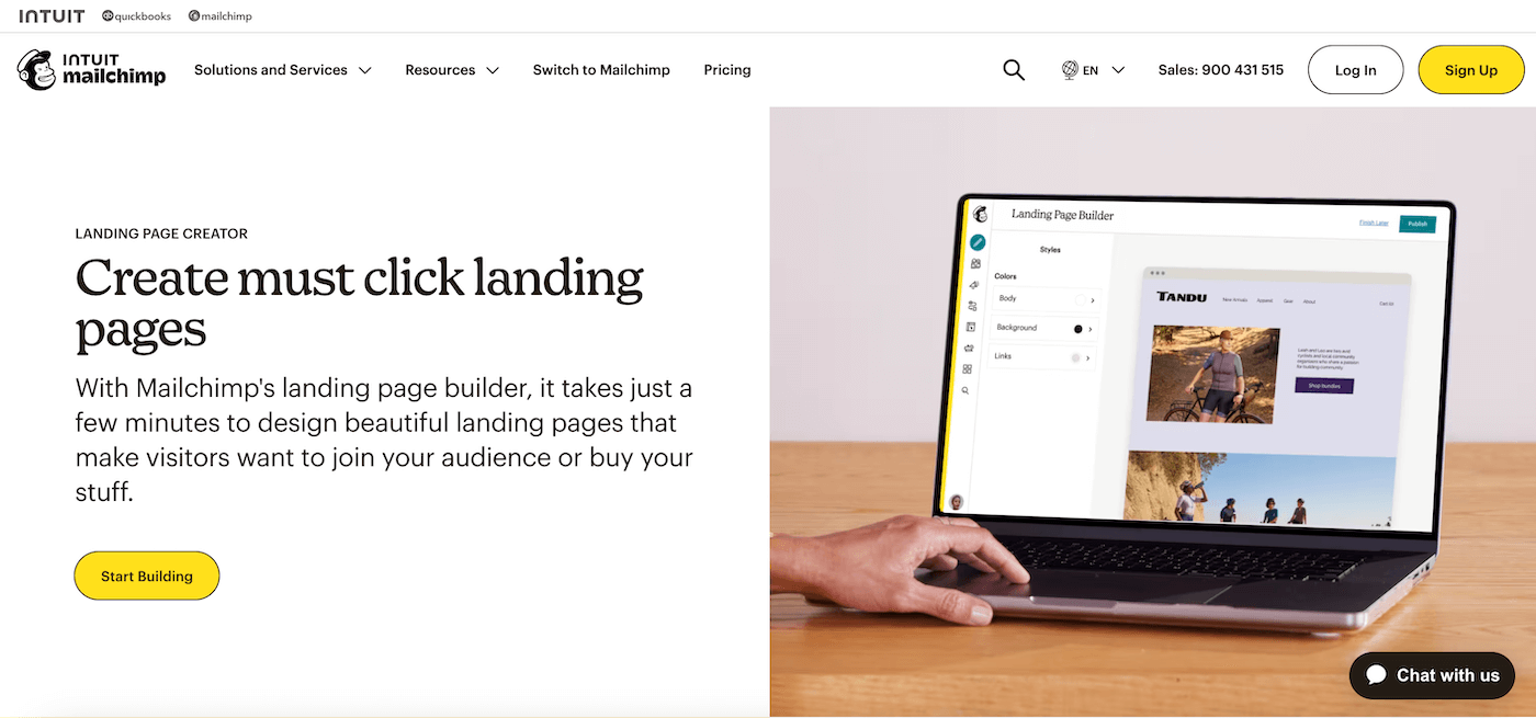 mailchimp homepage