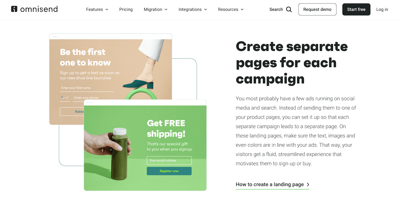 omnisend landing page builder