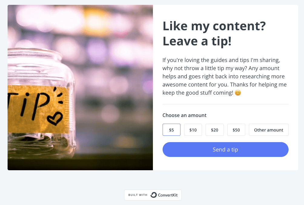 convertkit tip jar