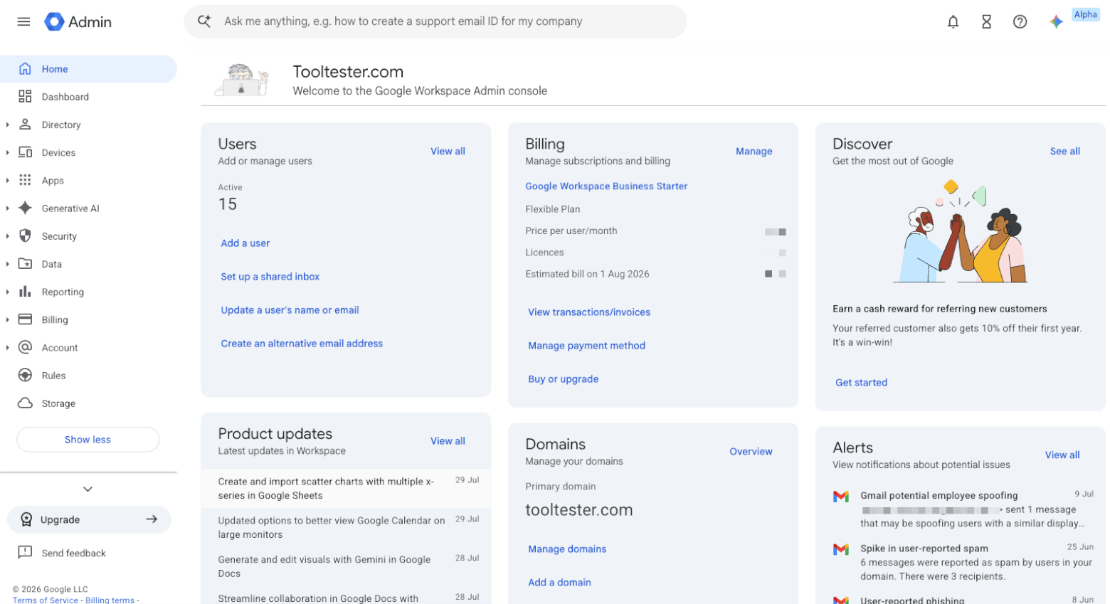 2 g suite admin console