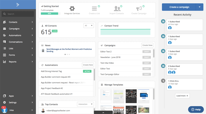 activecampaign dashboard