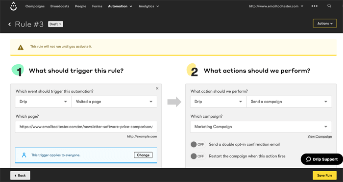 drip automation rules
