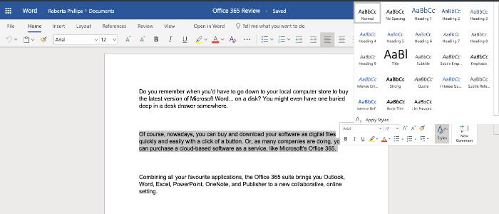 Office 365 review word