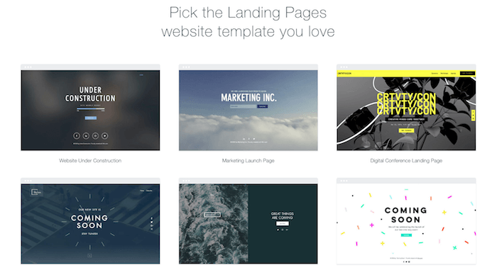 wix landing pages templates