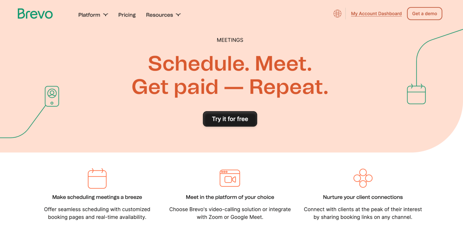 brevo meetings homepage