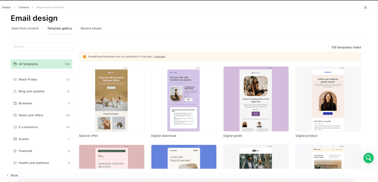 MailerLite templates