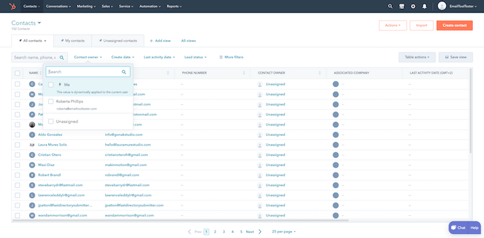 Hubspot contacts