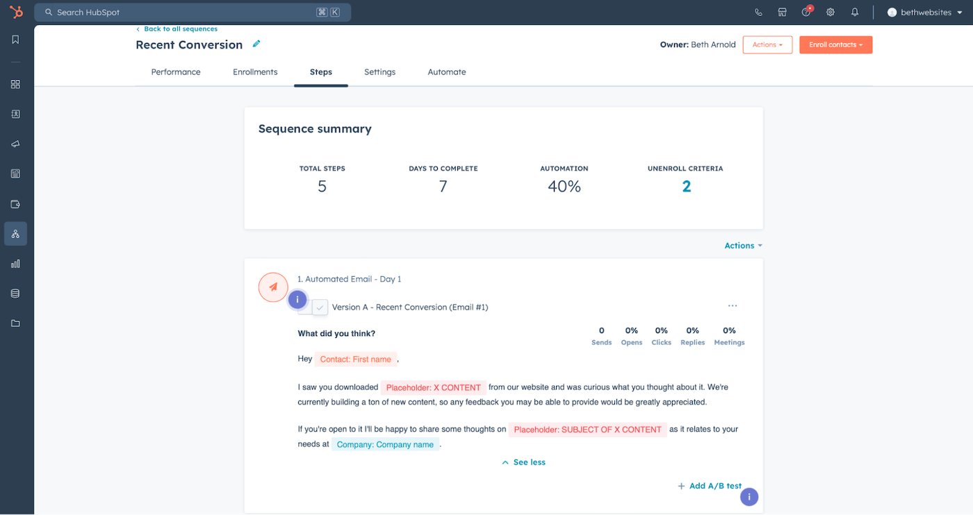hubspot sequences