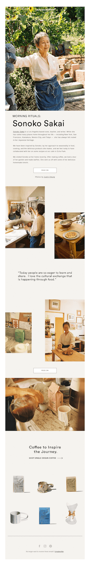 coffee email newsletter example