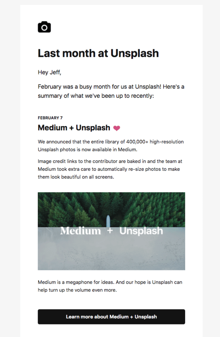 unsplash newsletter examples