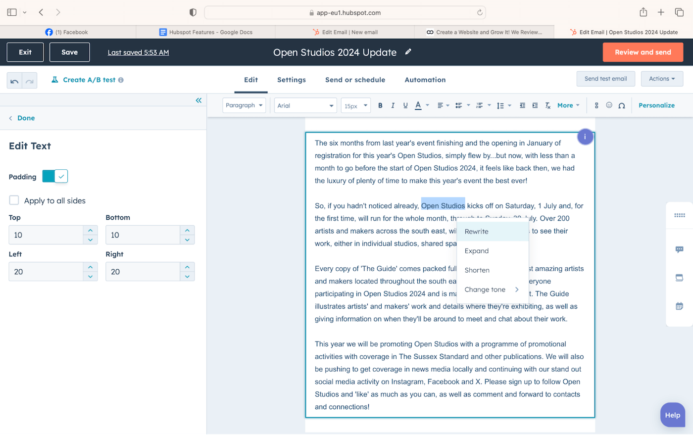 hubspot AI Content Assistant