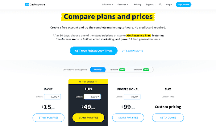 getresponse pricing