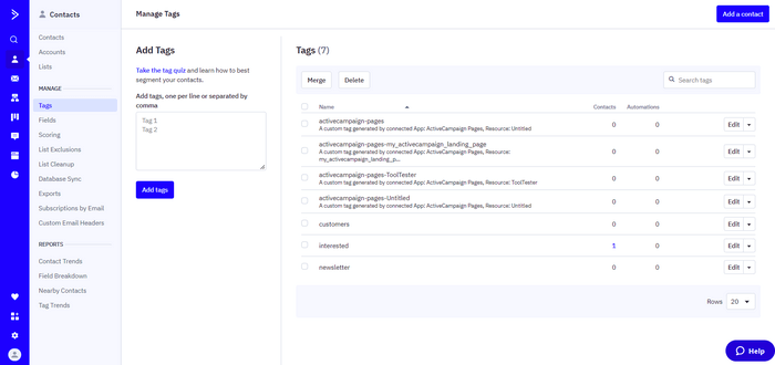 activecampaign tags