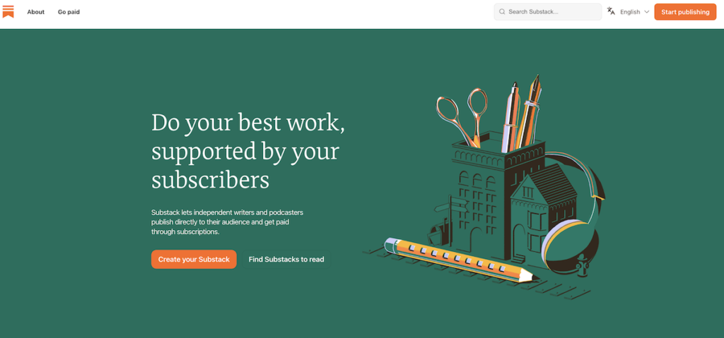 Substack homepage