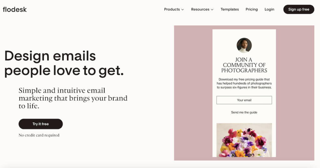 flodesk homepage