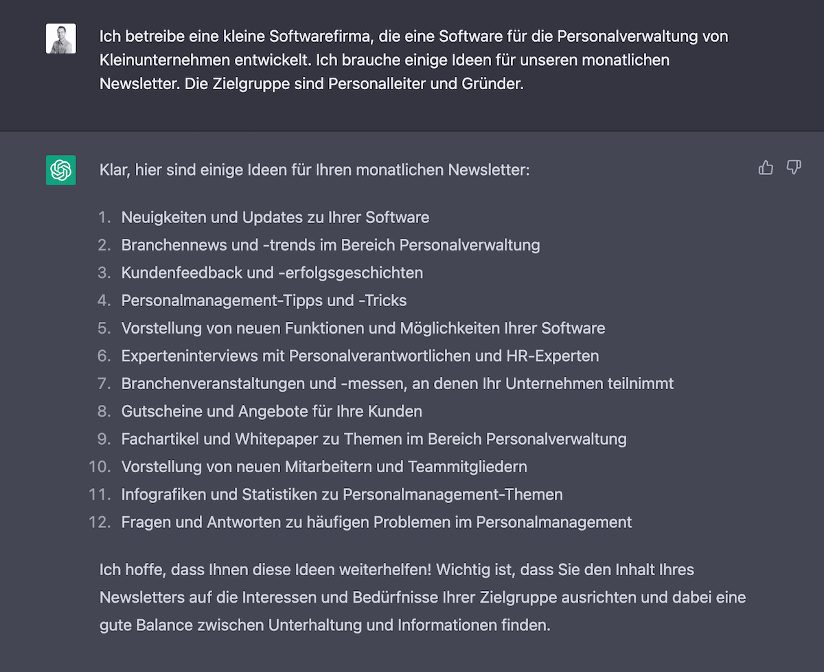 themenideen newsletter chatgpt
