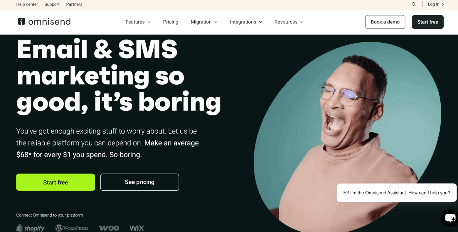 omnisend ecommerce homepage