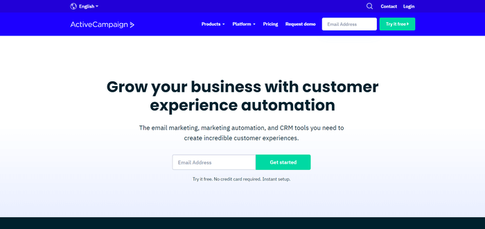 ActiveCampaign homepage