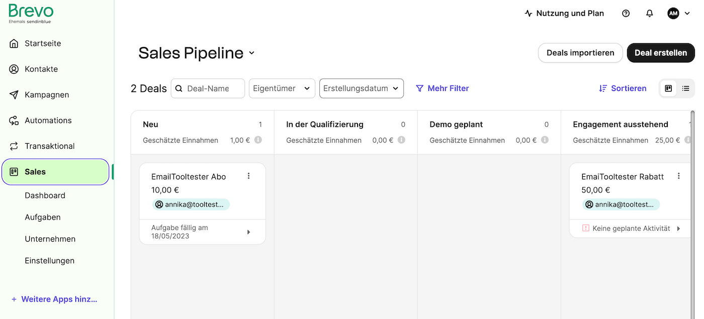 brevo deal pipeline