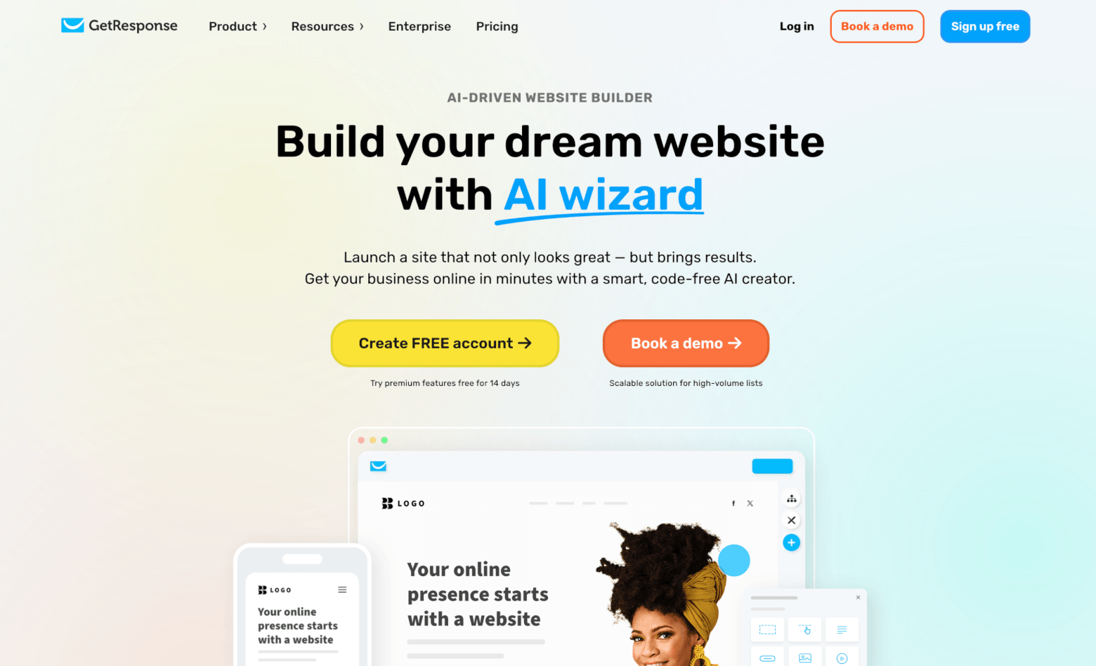 getresponse website builder homepage