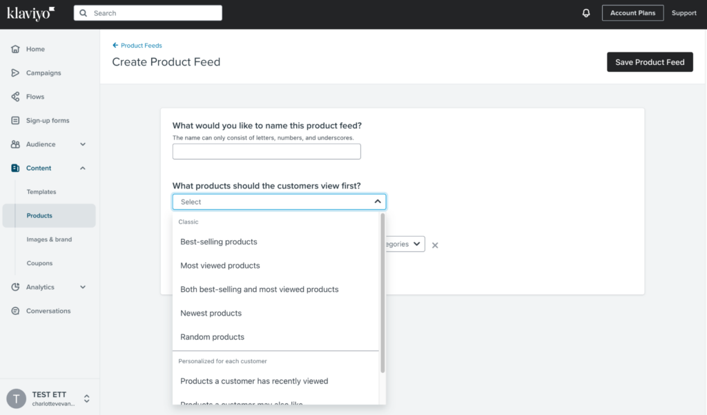 Klaviyo Product Feed creation