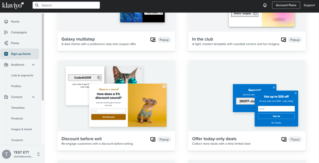 Klaviyo’s Popup Forms