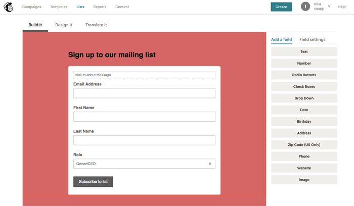 Mailchimp forms