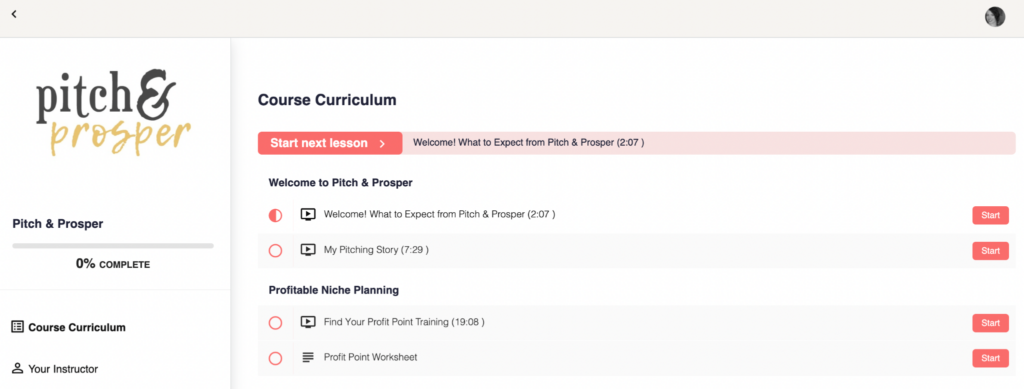 membership course - pitch and prosper