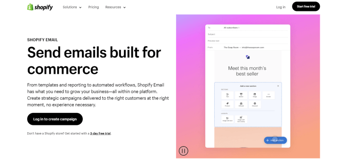 Best email marketing platforms for e-commerce - Shopify Email ecommerce