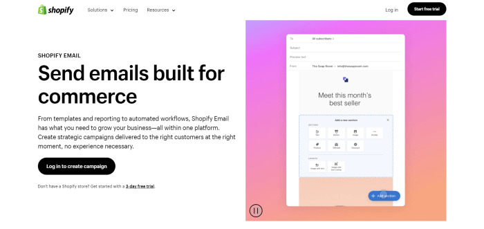 Shopify Email ecommerce