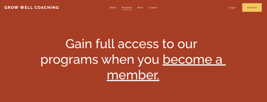 squarespace membership site - grow well coaching