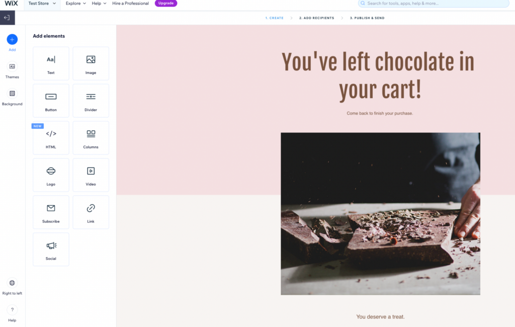 wix abandoned cart email editor