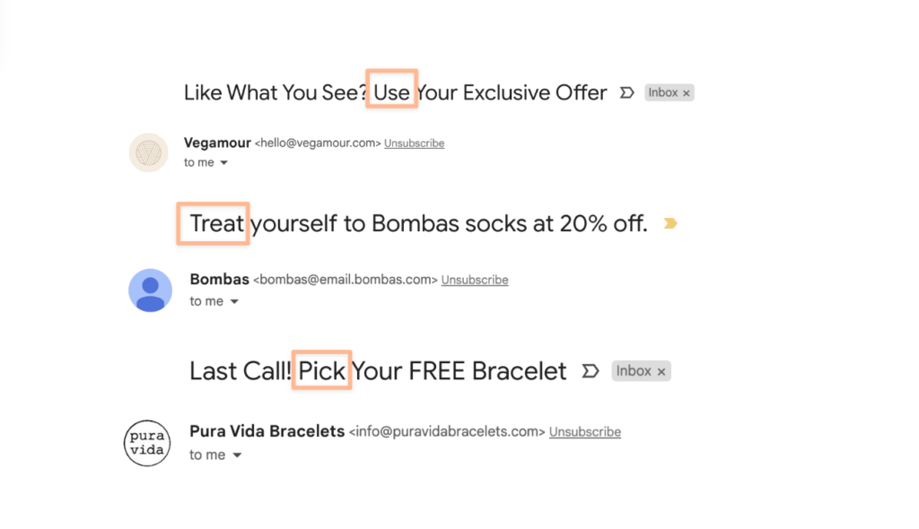 Email subject line examples