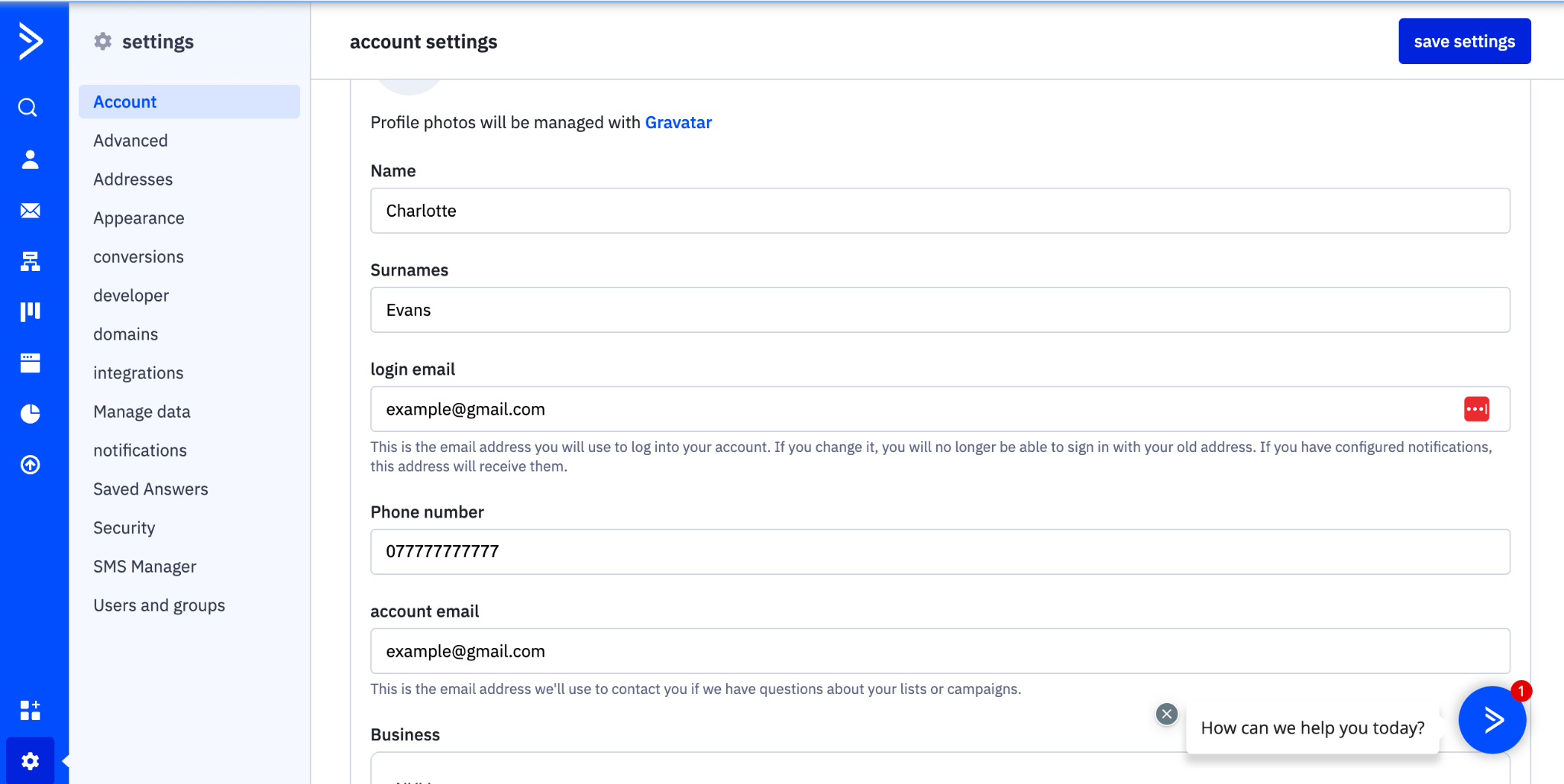 activecampaign account settings