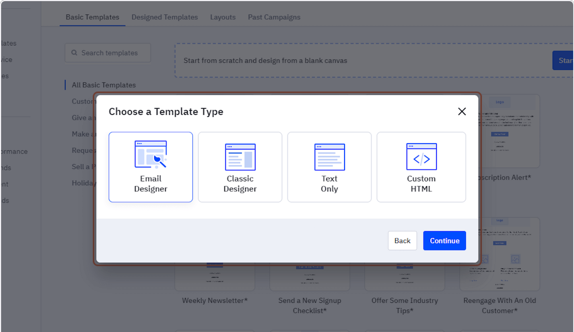 ActiveCampaign Campaign type