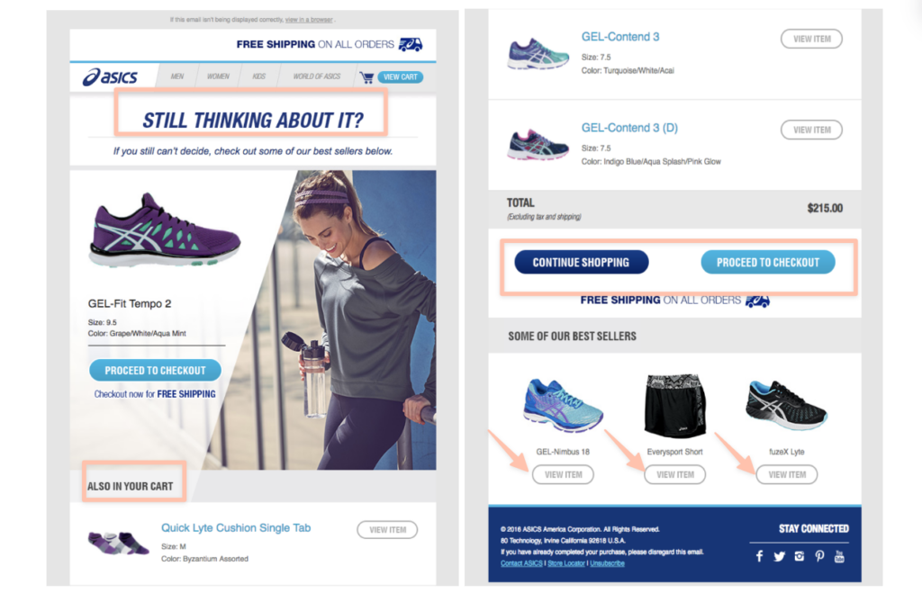 asics email funnel example