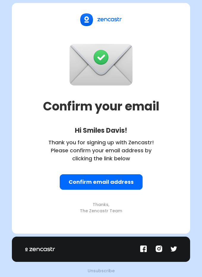 Double opt-in email example