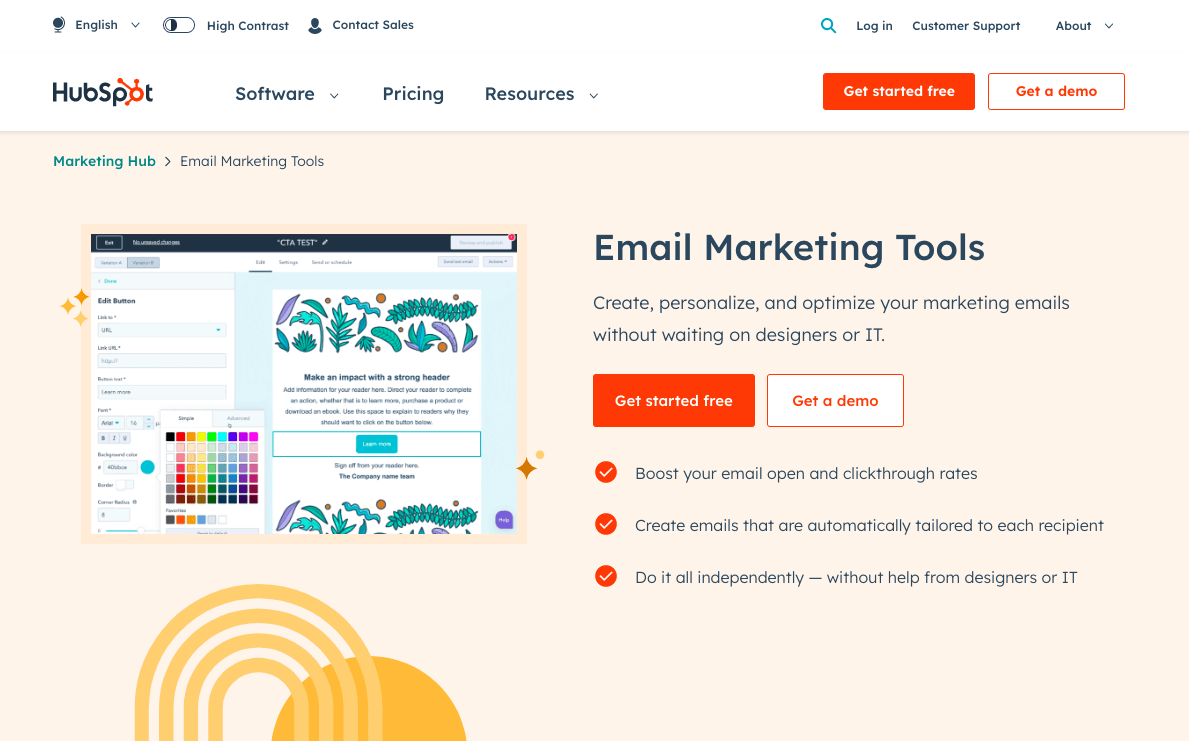 hubspot email marketing for b2b