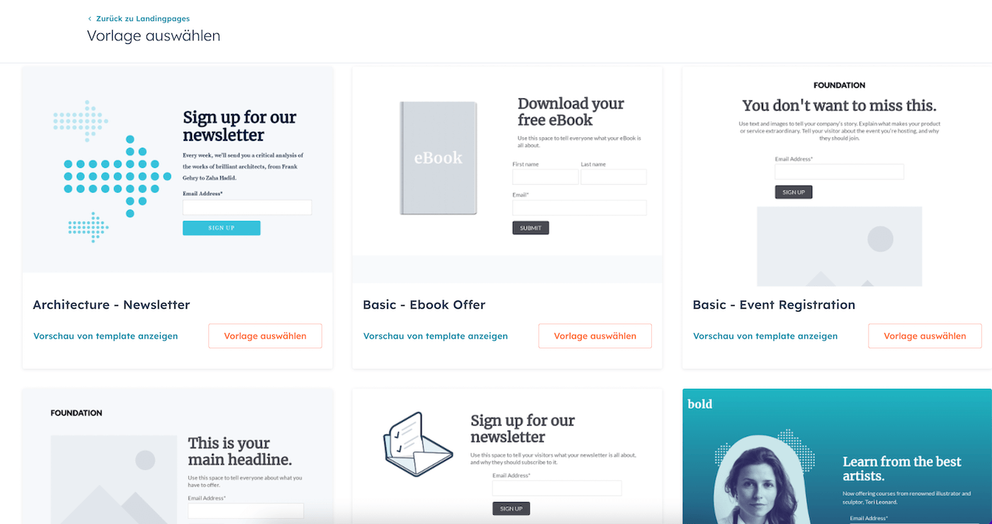 hubspot landingpage templates