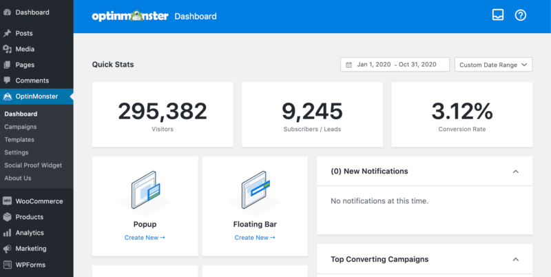 optinmonster dashboard