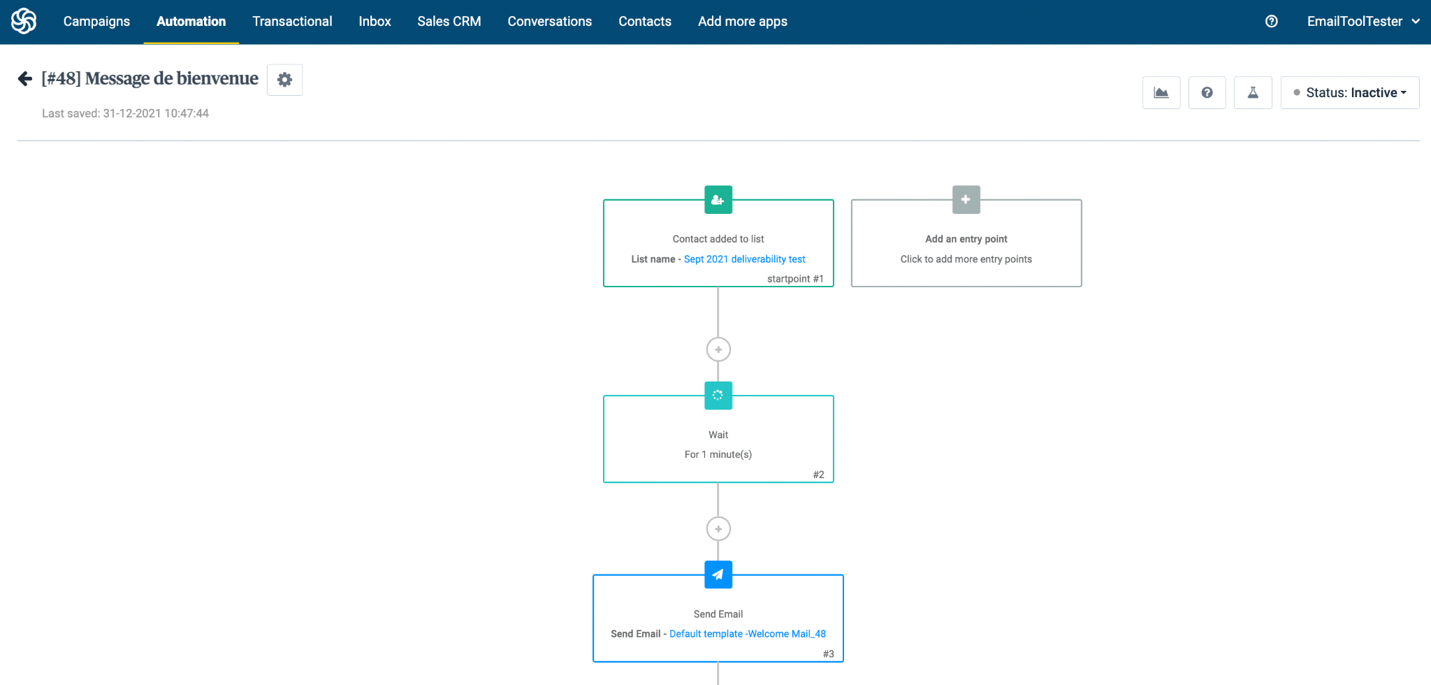 sendinblue email workflows